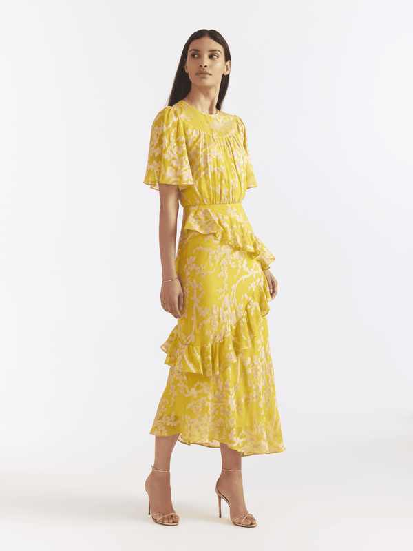 Saloni Vida B Dress In Bright Lemon
