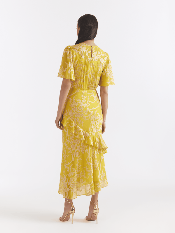 Saloni Vida B Dress In Bright Lemon
