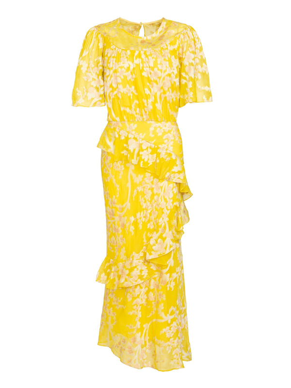 saloni Vida B Dress in Bright Lemon