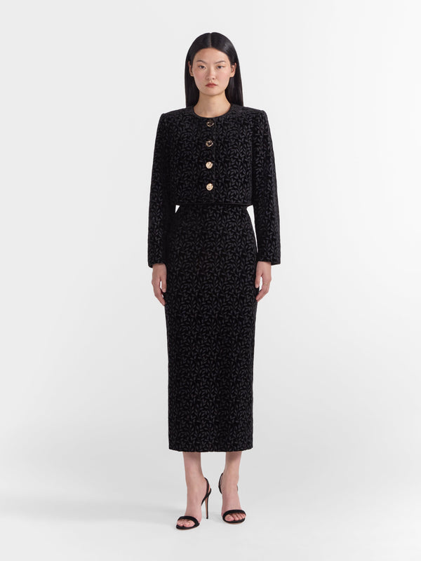 Saloni Vika Velvet Jacket Noir Featherleaf