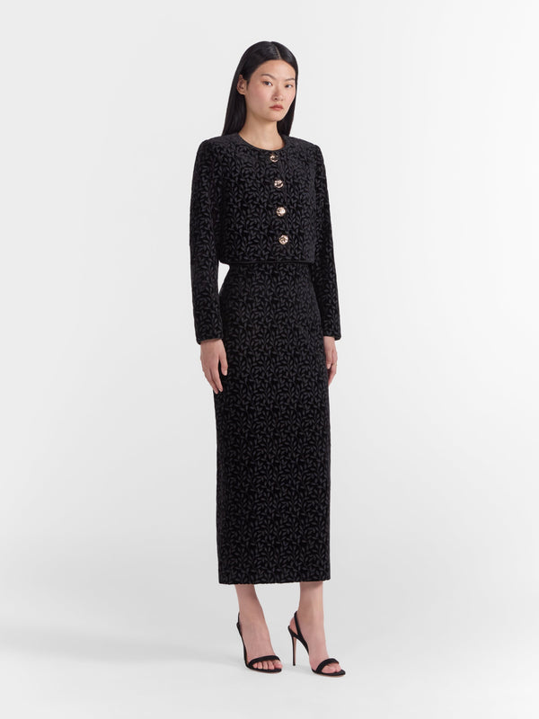 Saloni Vika Velvet Jacket Noir Featherleaf