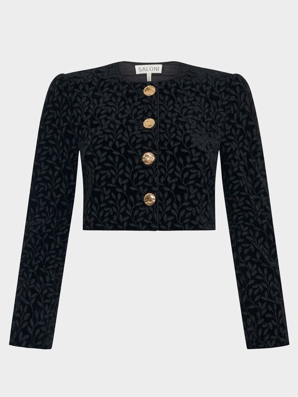 saloni Vika Velvet Jacket Noir Featherleaf