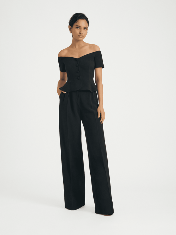 Saloni Wide Tailored Trouser In Black
