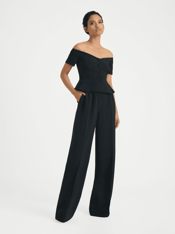 Saloni Wide Tailored Trouser In Black