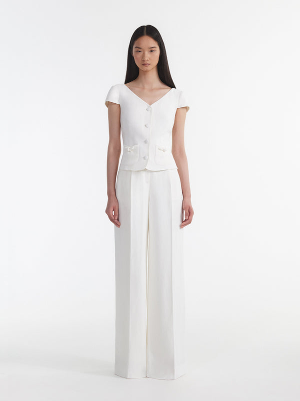 Saloni Wide Tailored Trouser In Ivory
