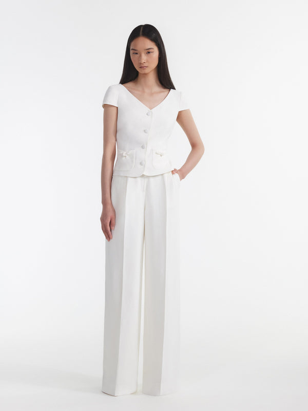 Saloni Wide Tailored Trouser In Ivory
