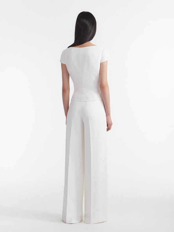 Saloni Wide Tailored Trouser In Ivory