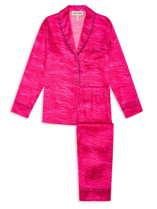 saloni Women's Lounge PJ Set in Pink Marbling