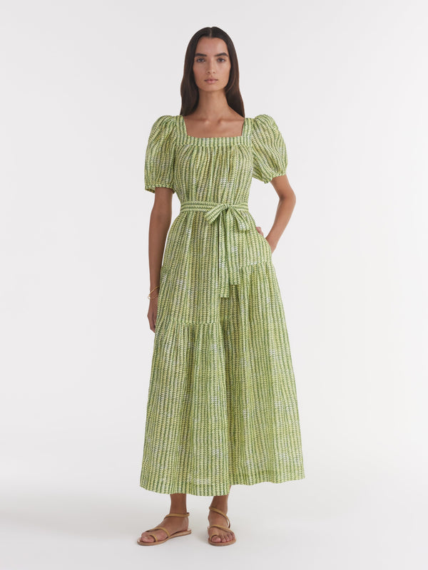 Saloni Yashi Dress In Stem Lemon