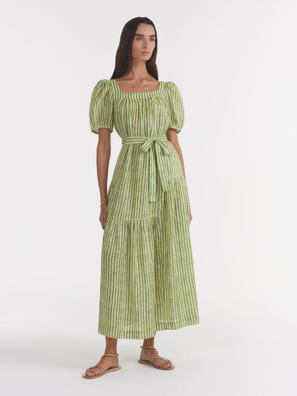 Saloni Yashi Dress In Stem Lemon
