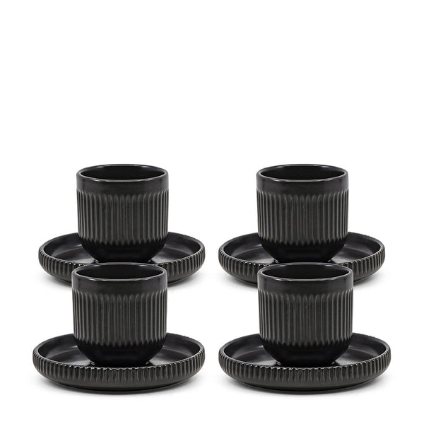 salt & pepper Brae Espresso Cups & Saucers 100mL - Set of 4