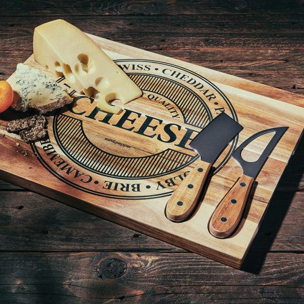 Salt & Pepper Fromage Serving Board With Knives 40 X 30cm