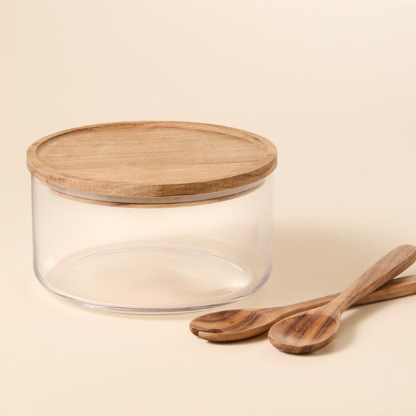 Salt & Pepper Gibson Serving Bowl With Lid & Server - 4 Piece Set