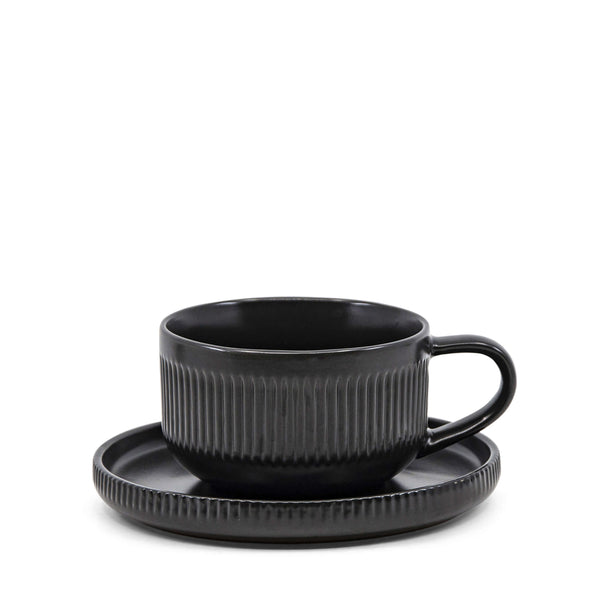Salt & Pepper Brae Tea Cups & Saucers 290mL - Set Of 4
