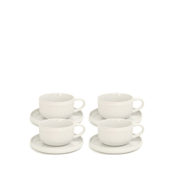 Salt & Pepper Brae Tea Cups & Saucers 290mL - Set Of 4