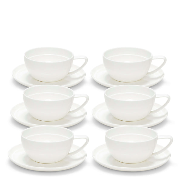 salt & pepper Edge Tea Cups & Saucers 280mL - Set of 6