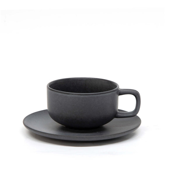 Salt & Pepper Hue Tea Cups & Saucers 200mL - Set Of 6