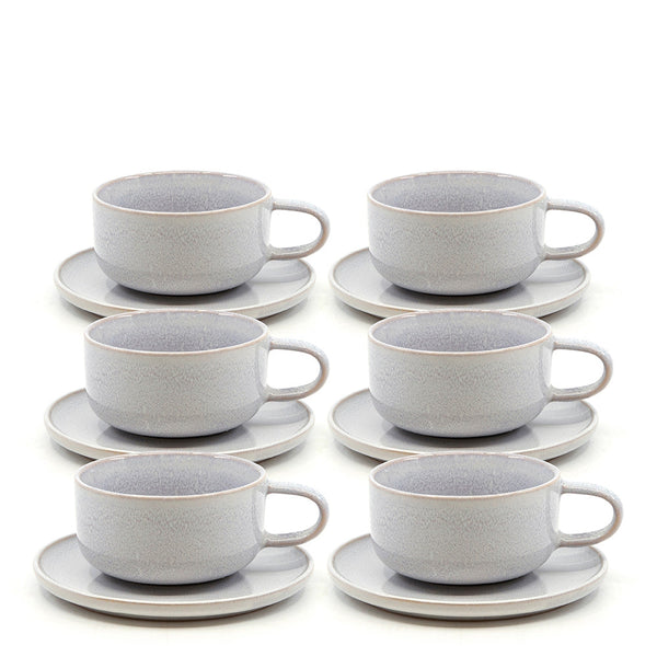 Salt & Pepper Relic Tea Cups & Saucers 260mL - Set Of 6
