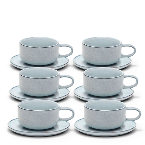 salt & pepper Relic Tea Cups & Saucers 260mL - Set of 6