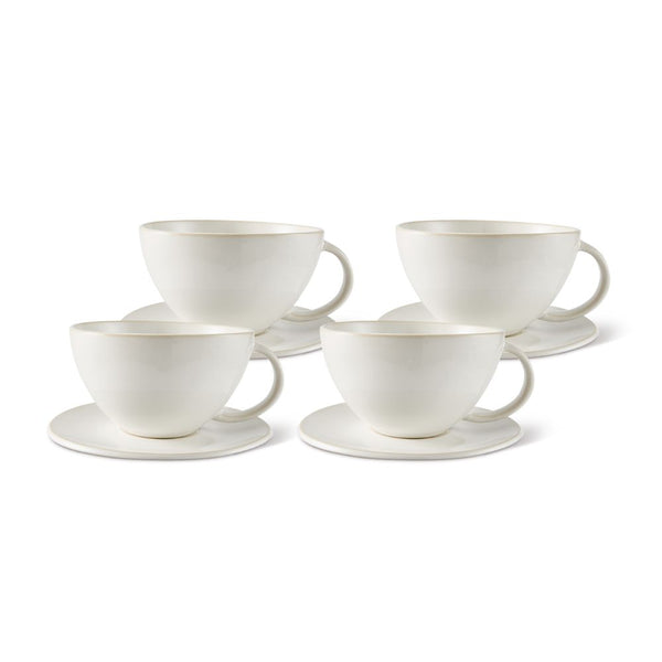 salt & pepper Riley Teacups & Saucers 320mL - Set of 4