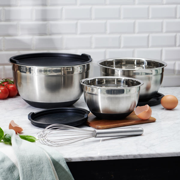 Salt & Pepper Tool Mixing Bowls With Lid - Set Of 3