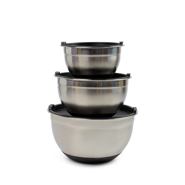 Salt & Pepper Tool Mixing Bowls With Lid - Set Of 3
