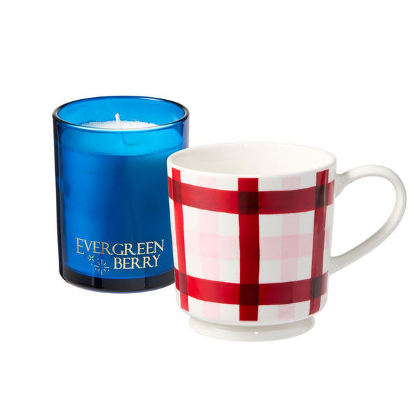 salt & pepper Wonderland Evergreen Candle and Mug Set