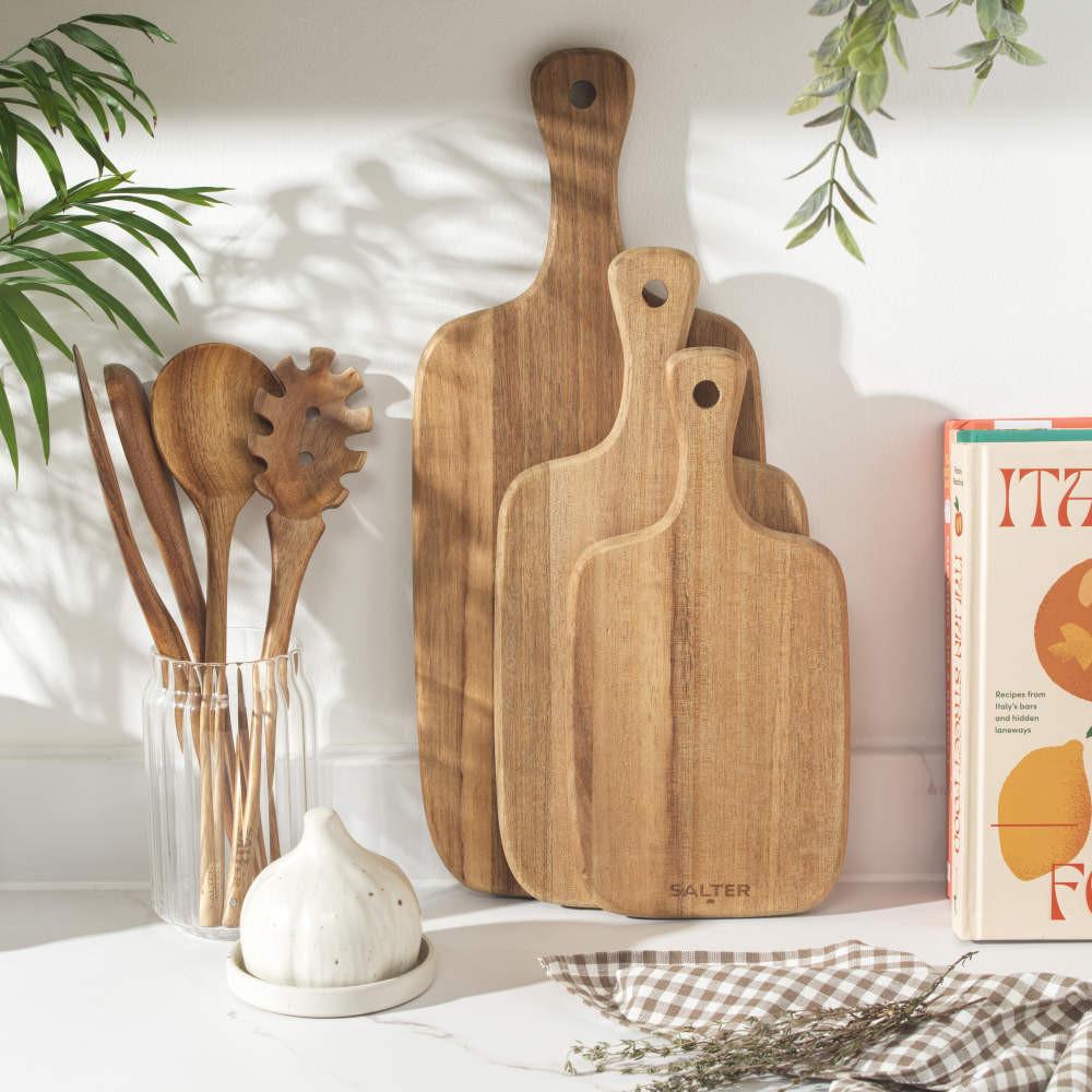 Salter 3-Piece Wooden Chopping Board Set - 30 35 & 45cm