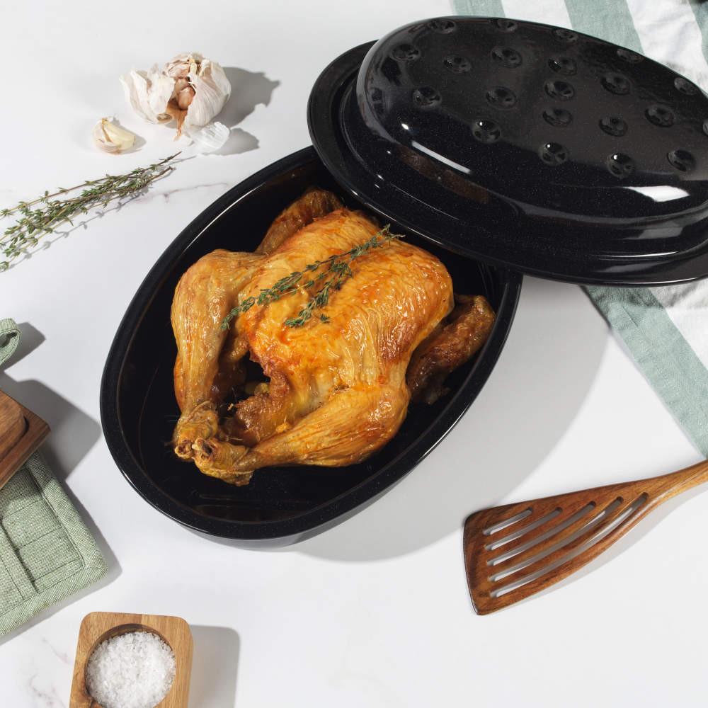 Salter 33cm Brilliance Self-Basting Roaster - Vitreous Enamel