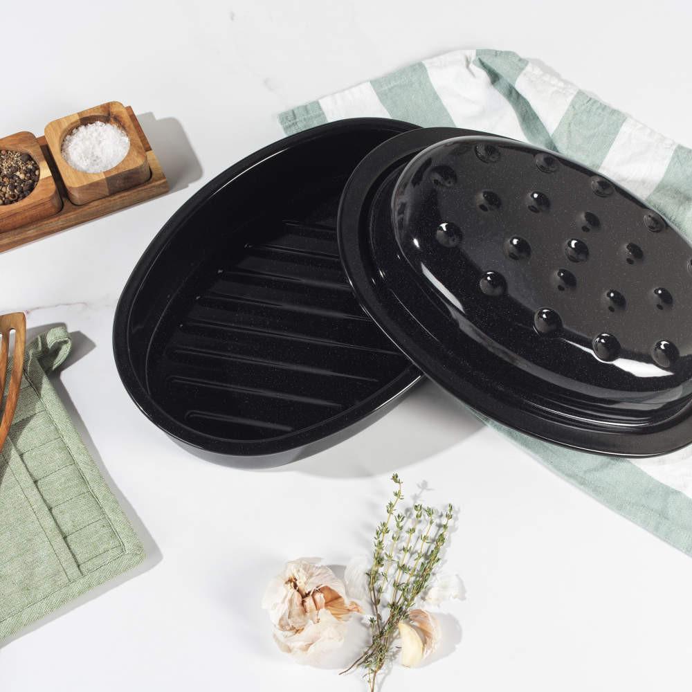 Salter 33cm Brilliance Self-Basting Roaster - Vitreous Enamel