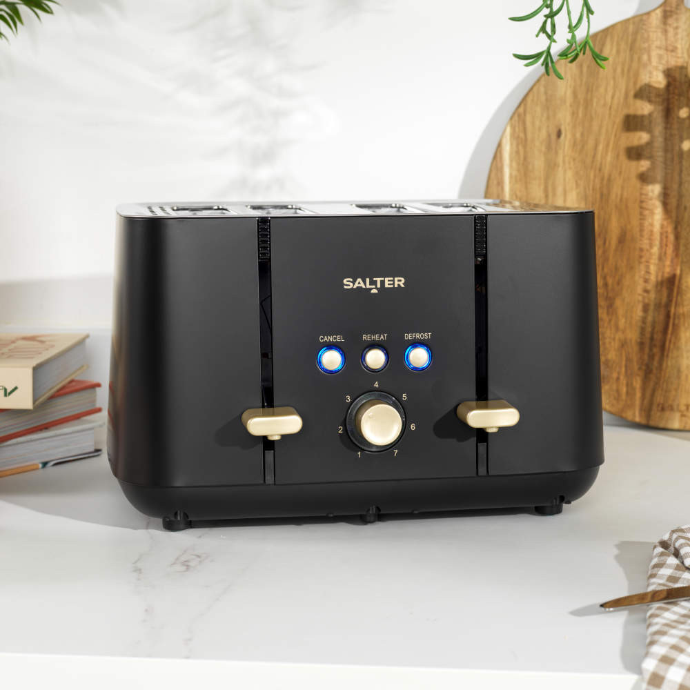 Salter Alchemy Kettle Toaster & Bread Bin Set -Black/Gold