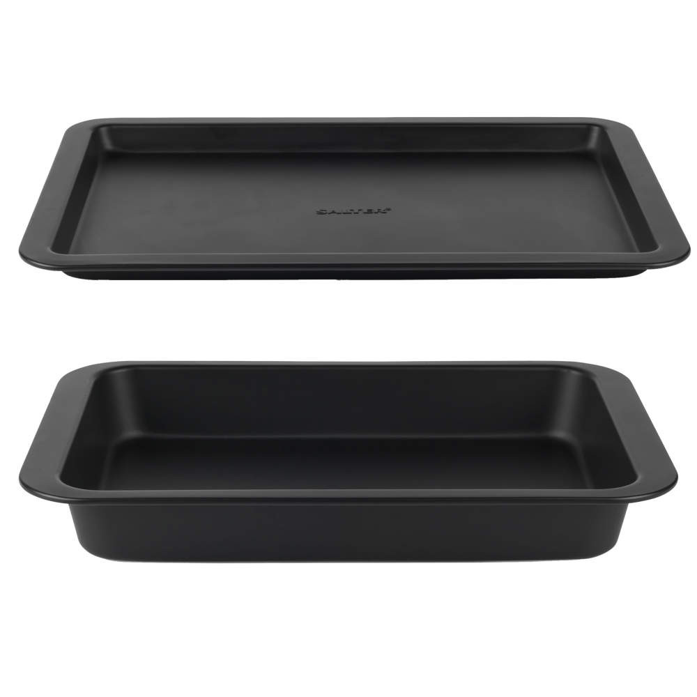 salter Bakes 2 Piece Baking Tray & Roasting Tin Set – Black
