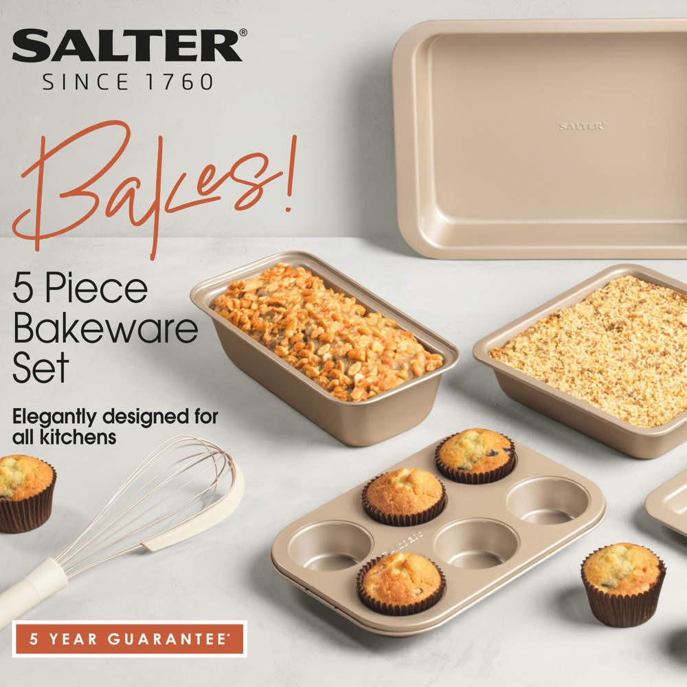 Salter Bakes 6 Piece Hand Mixer & Bakeware Set - Black/Gold