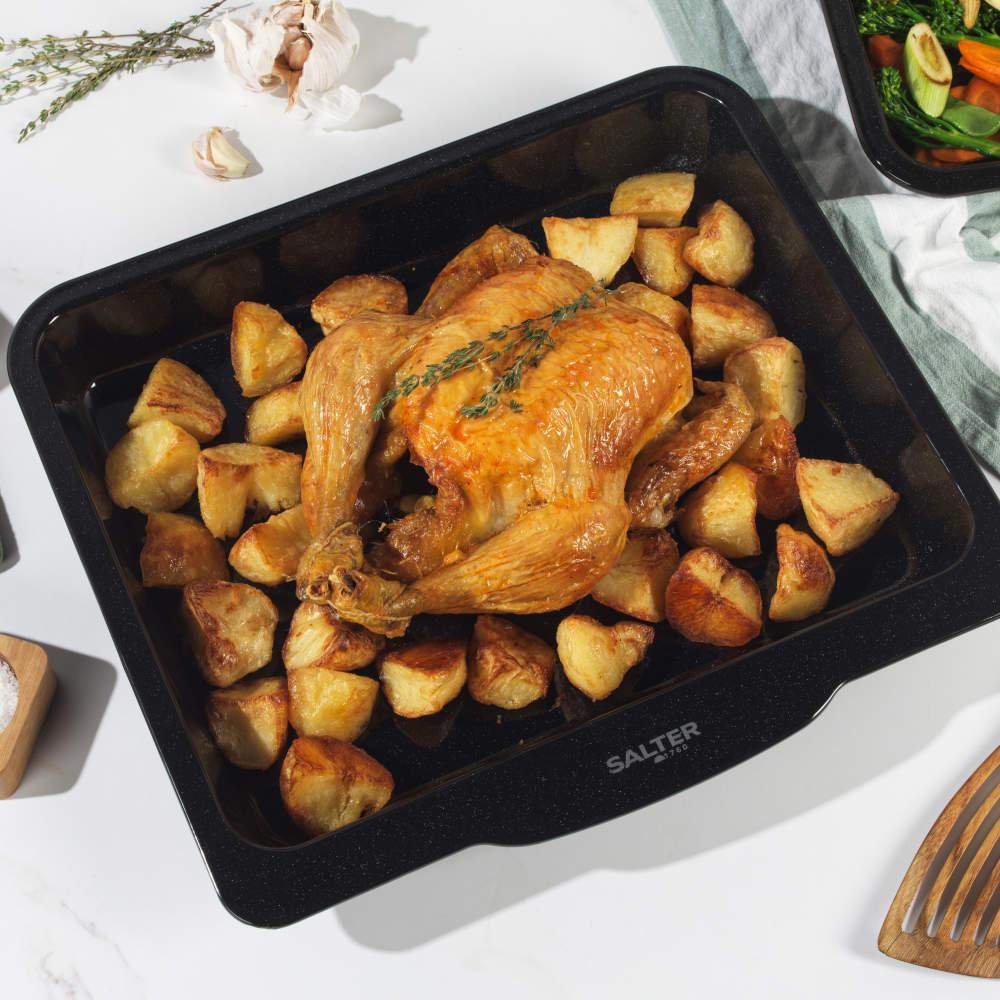 Salter Brilliance 37cm Roasting Tray | Vitreous Enamel