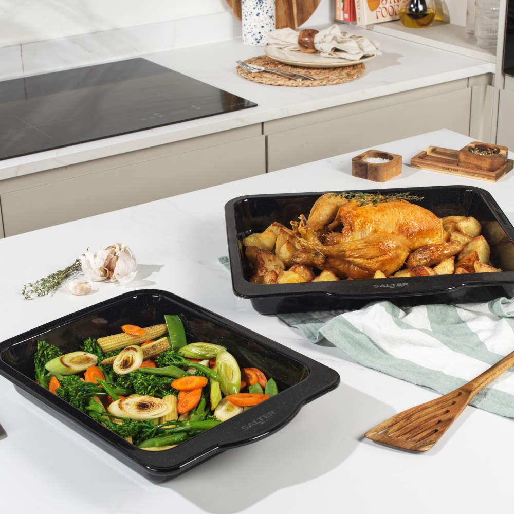 Salter Brilliance 37cm Roasting Tray | Vitreous Enamel