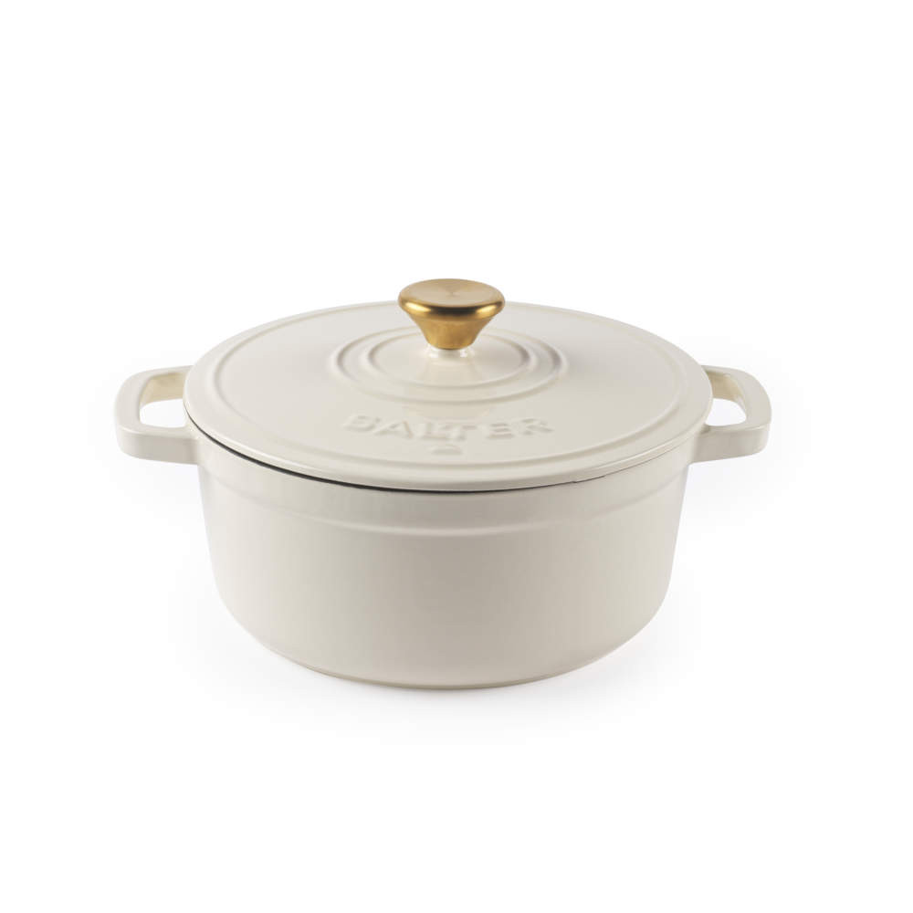 salter Chester 24cm Cast Iron Casserole Pot - Cream | PFAS-free