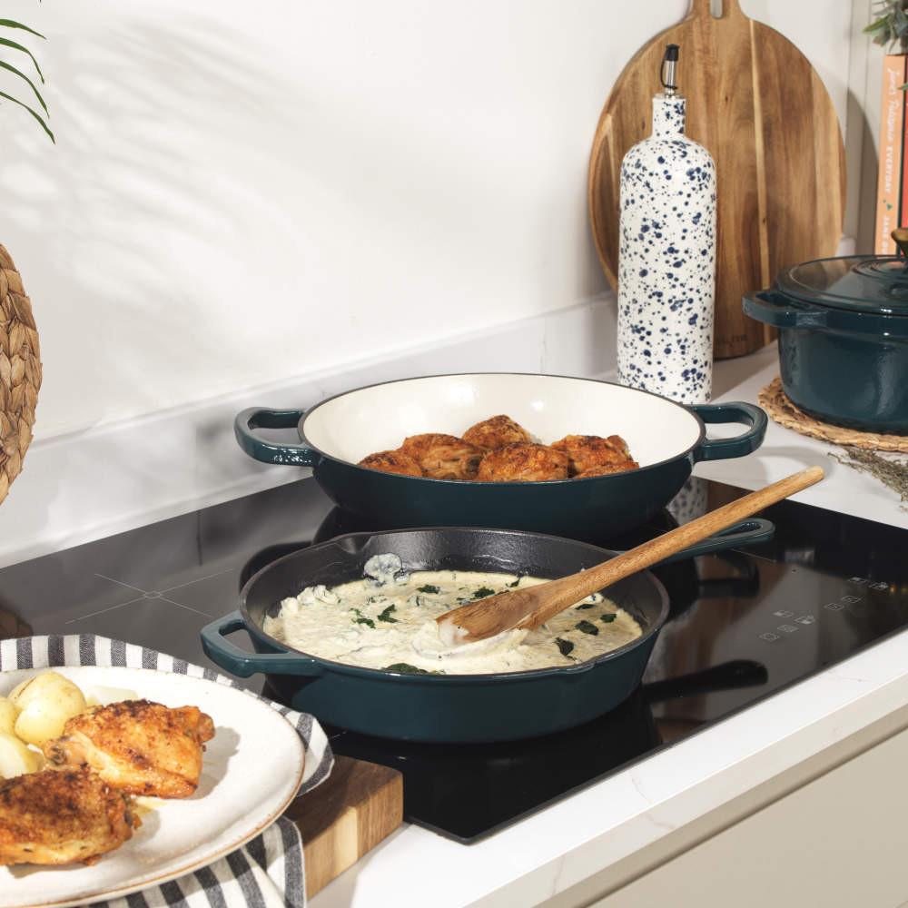 Salter Chester 26cm Cast Iron Frying Pan - Green - PFAS-free