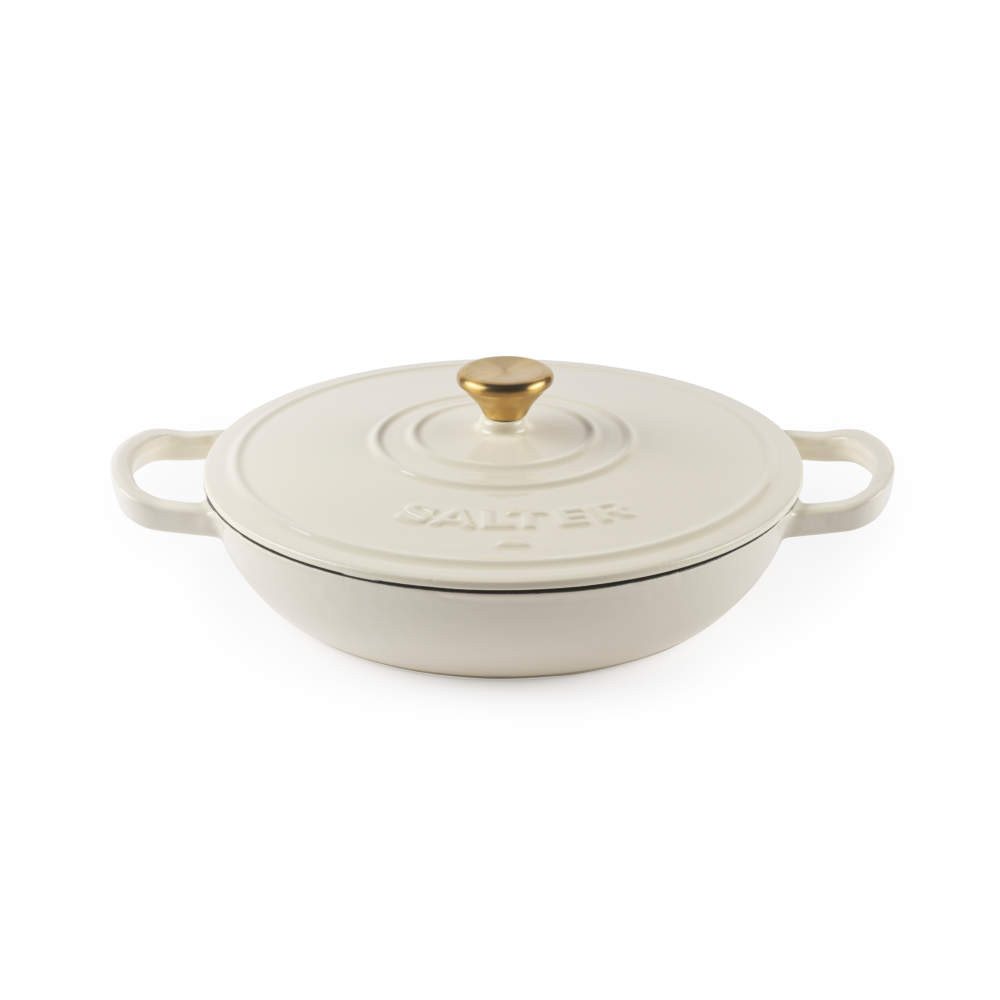 salter Chester 30cm Shallow Cast Iron Casserole Pot – Cream
