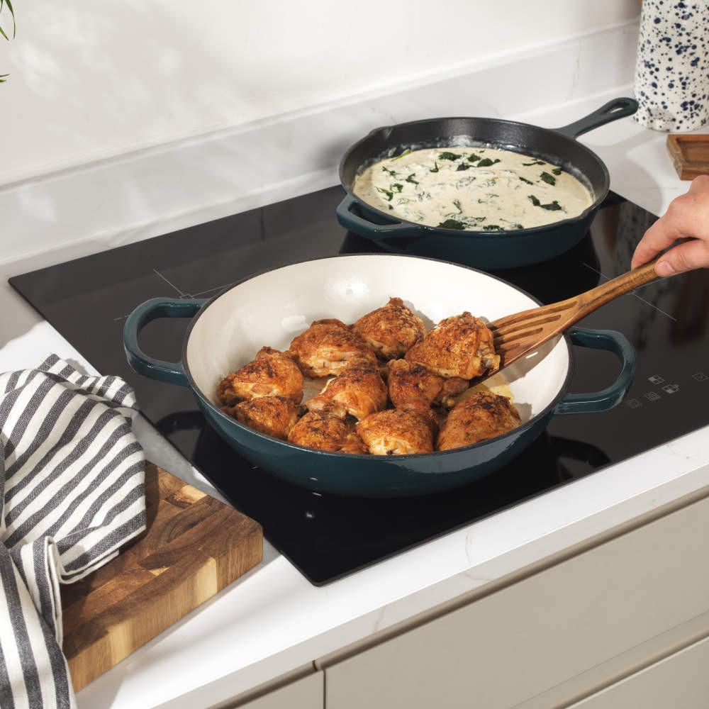Salter Chester 30cm Shallow Cast Iron Casserole Pot - Green