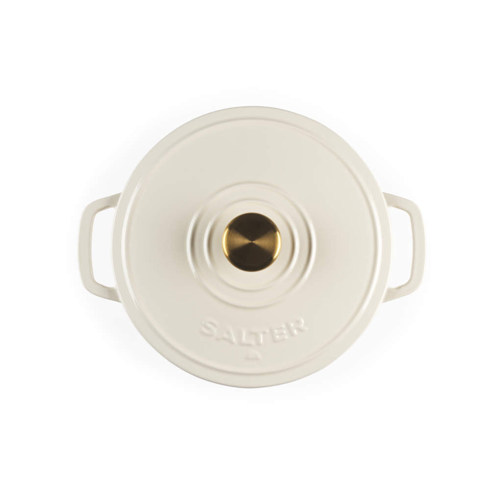 Salter Chester Cast Iron Casserole & Mill Set - Cream- PFAS-free