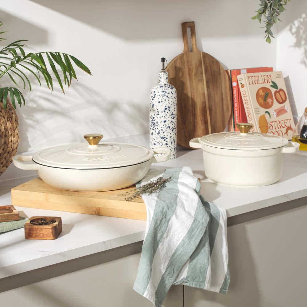 Salter Chester Cast Iron Casserole Set - Cream | PFAS-free