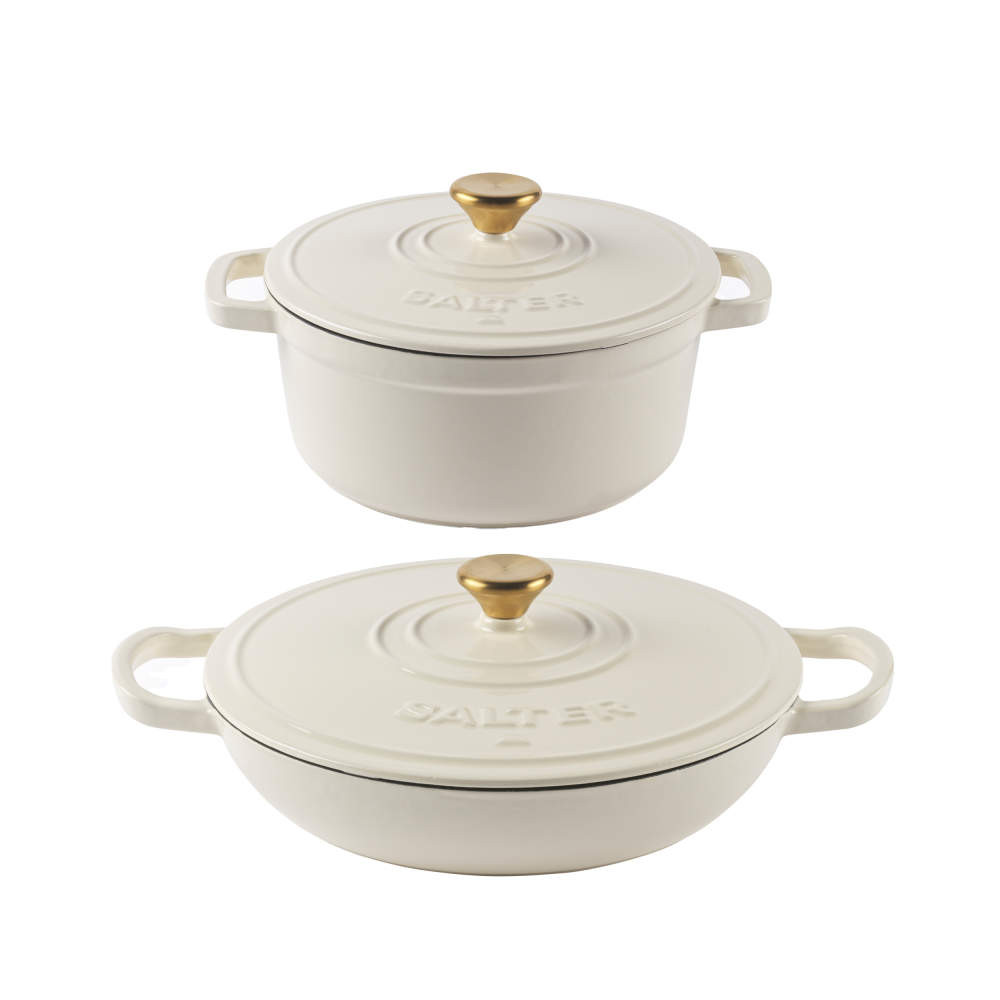 salter Chester Cast Iron Casserole Set - Cream | PFAS-free