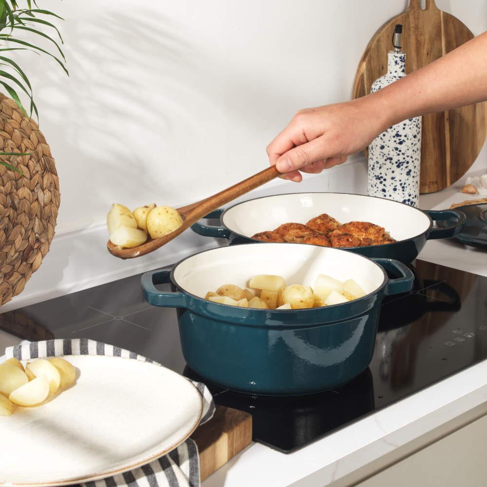 Salter Chester Cast Iron Casserole Set - Green | PFAS-free