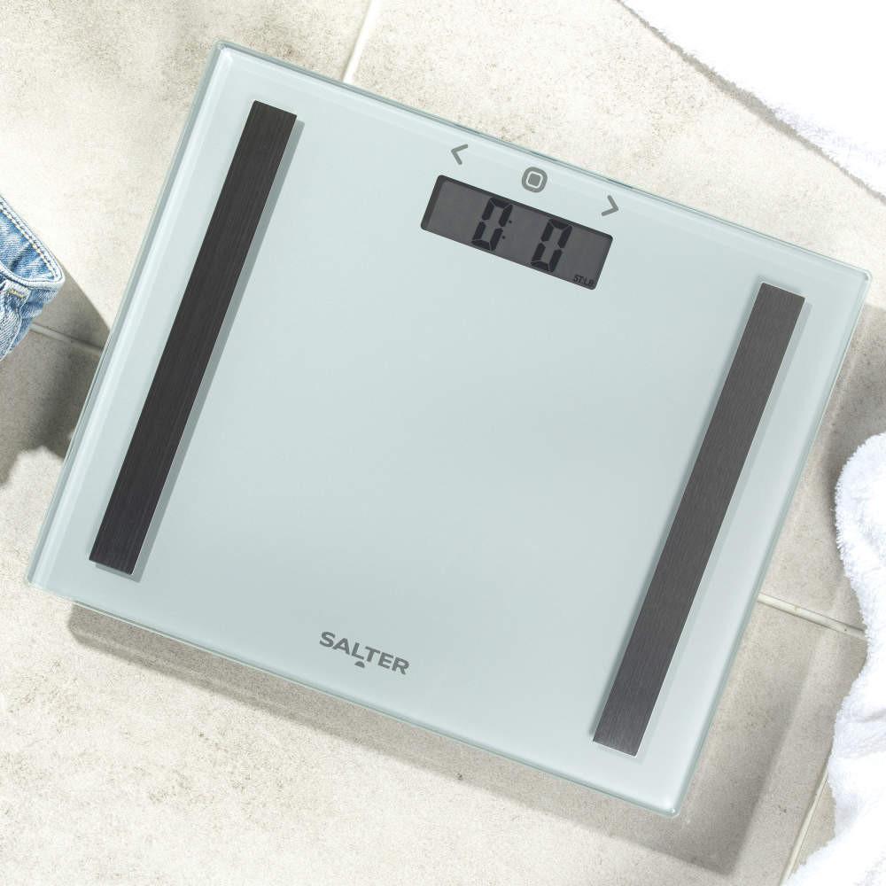 Salter Compact Glass Analyser Bathroom Scale - Silver