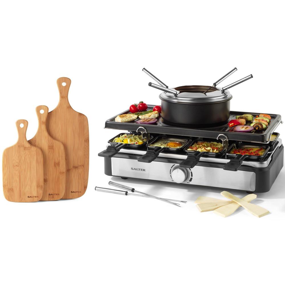 salter Electric 2-in-1 Raclette Grill & Fondue Maker with Chopping Board Set