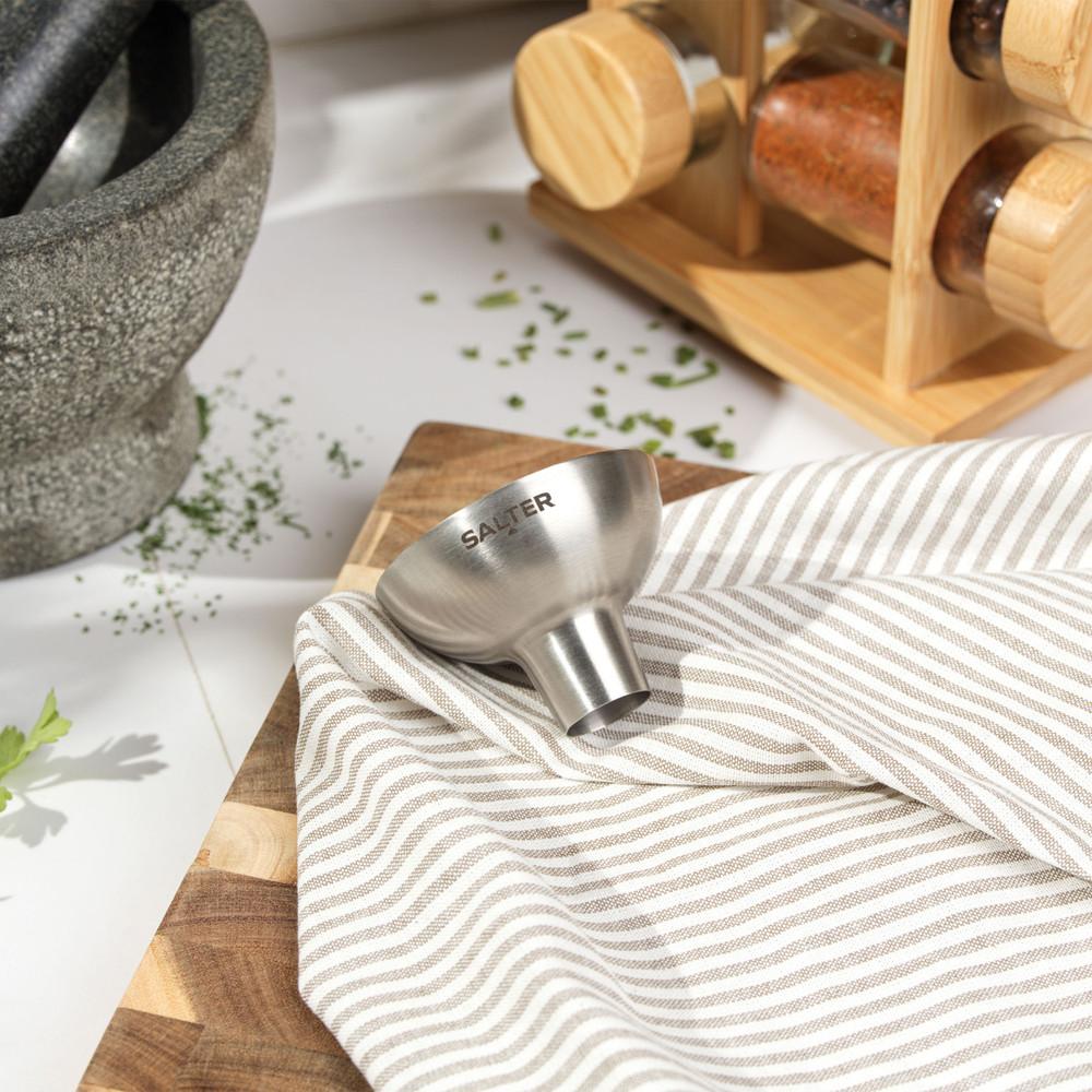 Salter Electric Salt & Pepper Grinder Set & Refill Funnel - Sliver