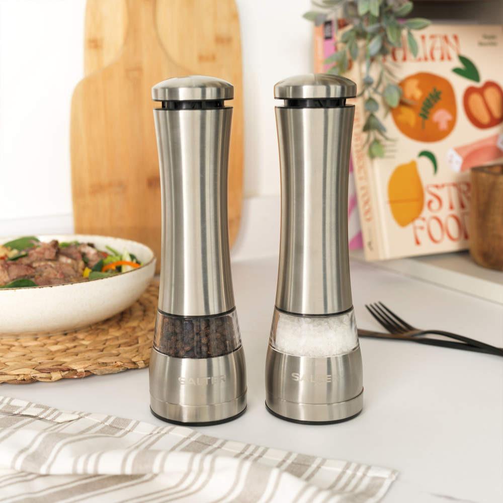 Salter Electric Salt & Pepper Mill Set - Stainless Steel