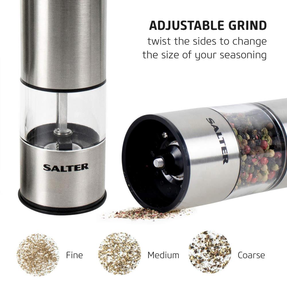 Salter Electronic Salt & Pepper Mills - Stainless Steel