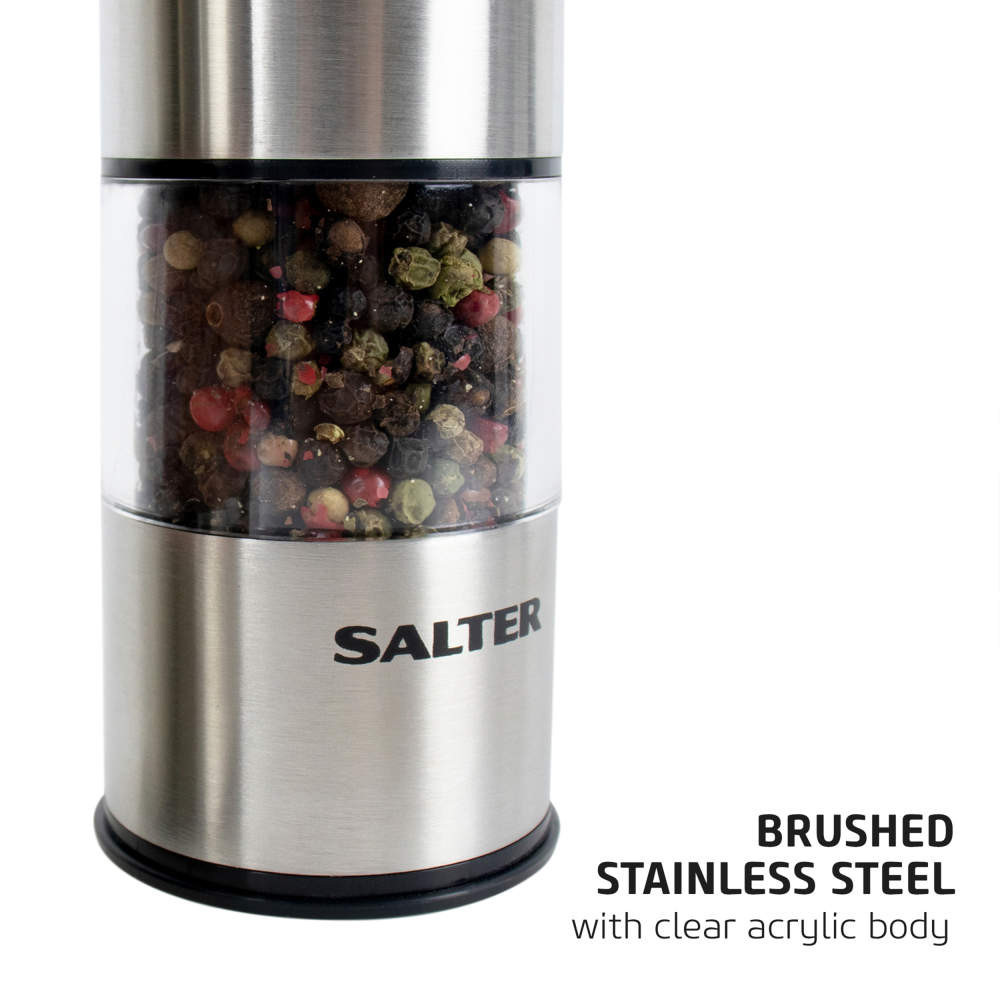Salter Electronic Salt & Pepper Mills - Stainless Steel