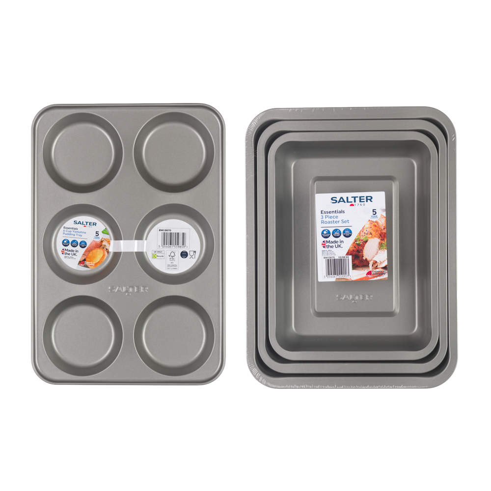 salter Essentials Yorkshire Pudding Tray & 3-Piece Roasting Tray Set